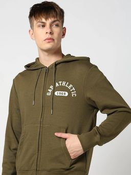 GAP - Olive Solid Regular Fit Hoodie