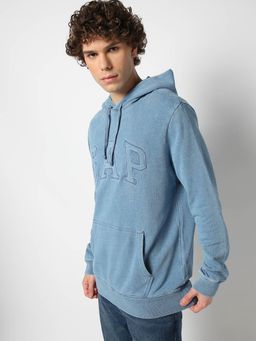GAP - Blue Solid Regular Fit Hoodie