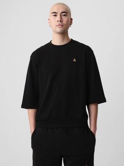GAP - Black Solid Boxy Fit Sweatshirt