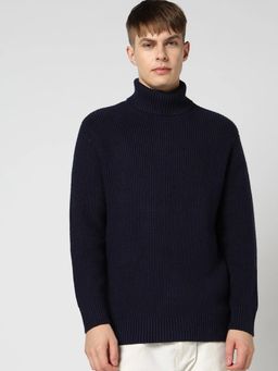GAP - Navy Blue Solid Regular Fit Sweater