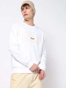 GAP - White Solid Regular Fit Sweatshirt