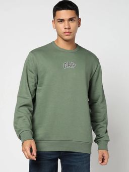 GAP - Green Solid Regular Fit Sweatshirt
