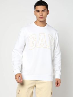 GAP - White Solid Regular Fit Sweatshirt