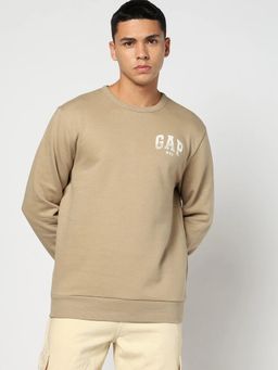 GAP - Beige Solid Regular Fit Sweatshirt