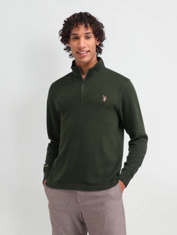 U.S. Polo Assn. Denim Co. - Green Solid Regular Fit Sweatshirt