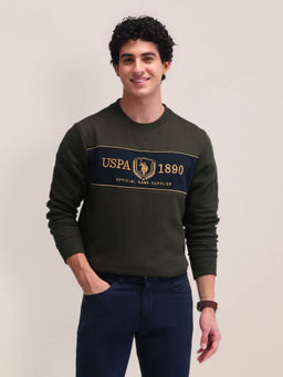 U.S. POLO ASSN. - Olive Colorblock Regular Fit Sweatshirt
