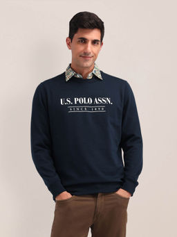 U.S. POLO ASSN. - Blue Printed Regular Fit Sweatshirt