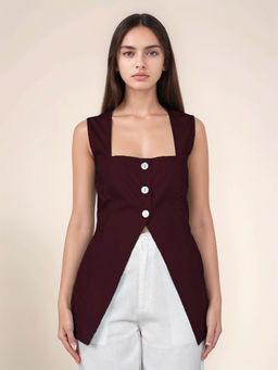 Zink London - Women Solid Square Neck Top