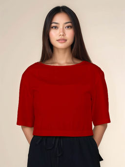 Zink London - Women Solid Round Neck Crop Top