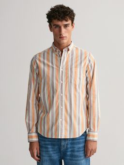 GANT - Men Orange Regular Untucked Colorful Stripe Shirt