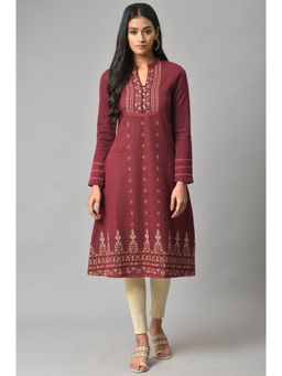 W - Pink Floral Winter Kurta