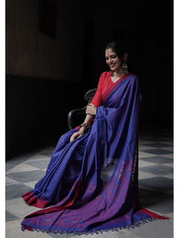 Anjaneya Sarees - Blue Woven Designer Banarasi Silk Kanjivaram Saree with Unstitched Blouse