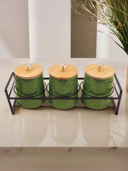 UMAI - Ceramic Jar Set With Bamboo Lid Iron Holder 650Ml