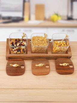 UMAI - Glass Spice Jar With Acacia Wood Tray And Spoon