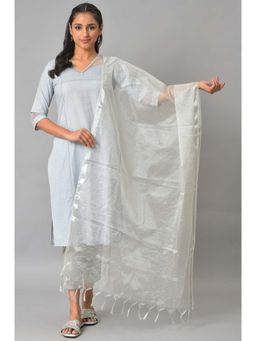 Aurelia - Women Silver Viscose Blend Solid Dupatta