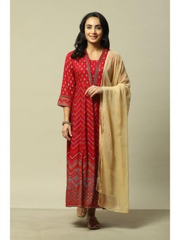 Rangriti - Women Beige Polyester Printed Dupatta