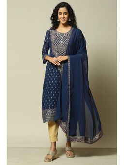 Rangriti - Women Blue Polyester Printed Dupatta