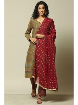 Rangriti - Women Maroon Viscose Printed Dupatta