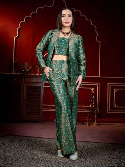 PURVAJA - Green Printed Three Piece Co-Ord Set
