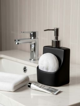 Mason Home - Black Dual Noir Bathroom Dispenser with Sponge