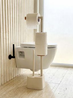 Mason Home - Off White Axis Toilet Paper Holder with Brush