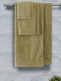 Maspar - 6 Piece Green Cotton Solid 550 Gsm Soft & Absorbent Towel Set