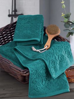 Maspar - Teal Cotton Solid Soft Absorbent Anti-Bacterial 550 Gsm Hand Towels