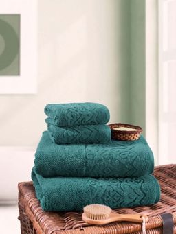 Maspar - 4 Piece Cotton Solid 550 GSM Teal Towel Set