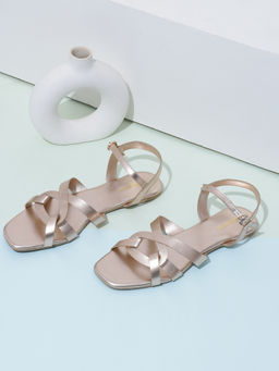 KNEETOES - Women Synthetic Party Flat Sandals Rose Gold