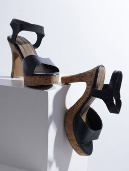 KNEETOES - Women Synthetic Fashion Party Sandal Heels Black