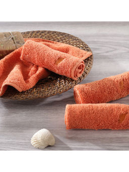 Maspar - Colorart 550GSM Embedded Stripe Solid Burnt Face Towels (Set of 4)