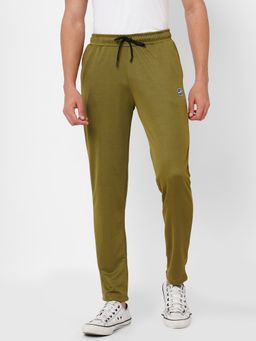 FITZ - Pure Polyester Slim Fit French Terry Knit Joggers For Mens - Olive