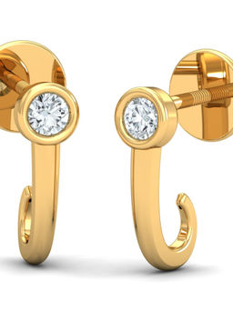 KuberBox - 18K Siloni J Half Stud Earrings for Women and Girls