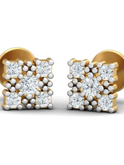 KuberBox - 18K Square Motif Stud Earrings for Women and Girls