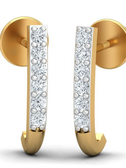 KuberBox - 18K Sassy J Half Stud Earrings for Women and Girls