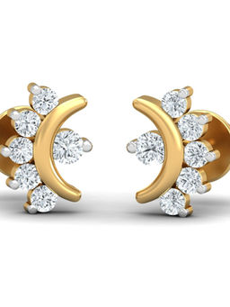 KuberBox - 18K Chandrabindu Stud Earrings for Women and Girls