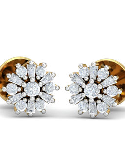 KuberBox - 18K Sanjana Taper Stud Earrings for Women and Girls