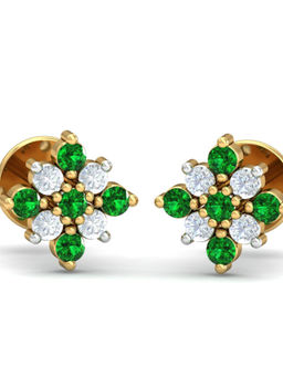 KuberBox - 18K Shagun Emerald Earrings for Women and Girls