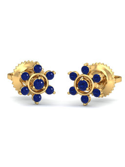 KuberBox - 14K Regina Sapphire Earrings for Women and Girls