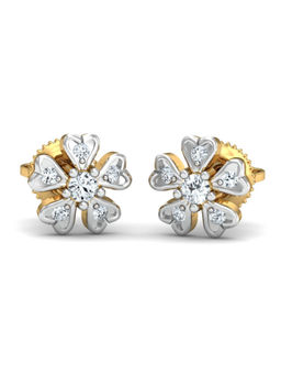 KuberBox - 14K Cinquefoil Diamond Earrings for Women and Girls