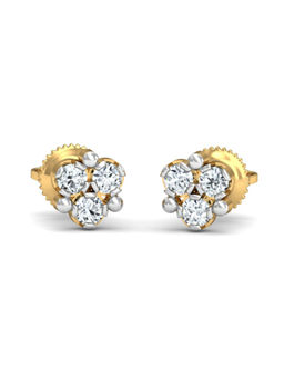 KuberBox - 14K Ailani 3-Diamond Earrings for Women and Girls