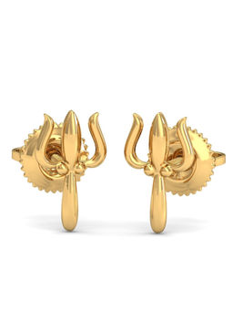 KuberBox - 14K Trident Gold Earrings for Women and Girls