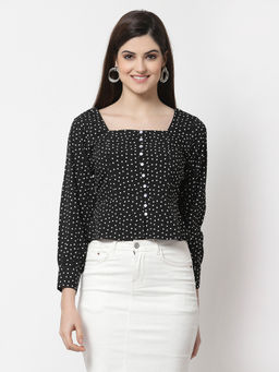 Style Quotient - Black Polka Dots Top