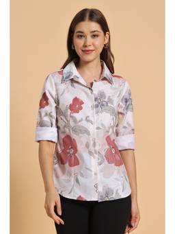 PURYS - Multi-Color Floral Print Casual Linen Shirt