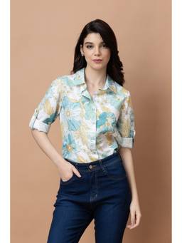 PURYS - White Floral Linen Shirt