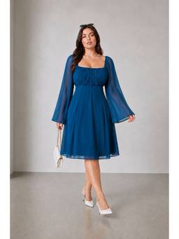 Virgio - Women Viscose Solid A-Line Blue Mini Dress
