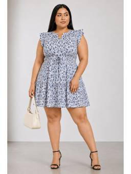 Virgio - Women Floral A-Line Blue Mini Dress