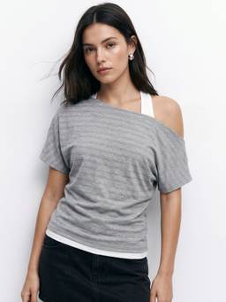 Outzidr - Grey Twofer Styled Tank And Top