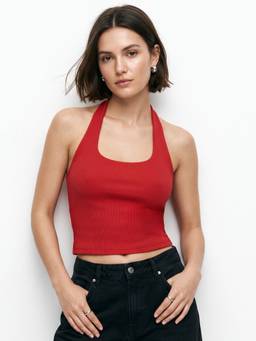 Outzidr - Red Halter Neck Tank Top