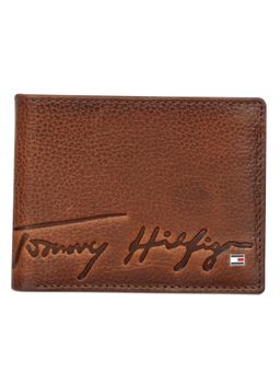 Tommy Hilfiger - Michelin Mens Leather Slim Fold Wallet Embossed Tan